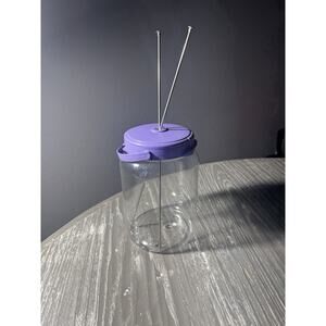 Crochet Yarn Holder With Knitting Needles Purple Storage Container Lid Learning